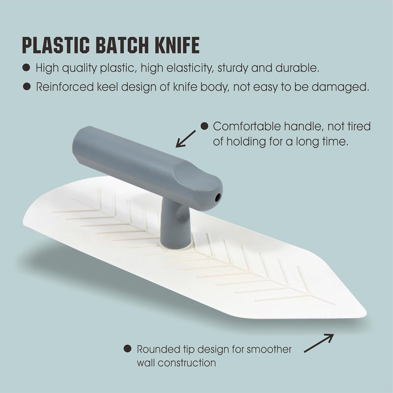 Hanroy Plastic Trowel with Gray Comfortable Grip Handle, Includes 3.8" x 10.4'' Finishing Trowels, Lightweight Mounting, Tipped End, Suitable for Scrape,Plastering and Paint Walls(D1156) - Image 3